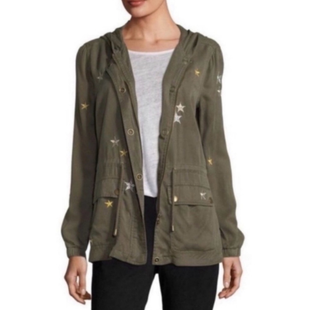 bagatelle Olive Green Utility Jacket with Star Embroidery